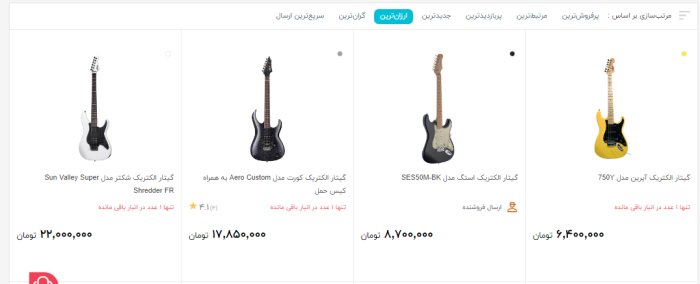 قیمت گیتار الکتریک